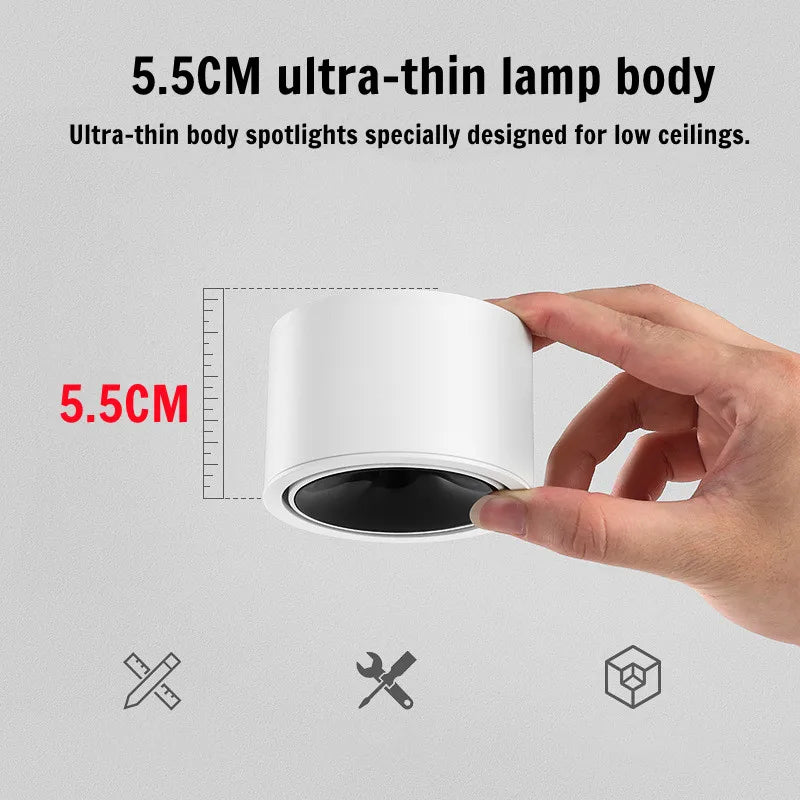 Surface-Mounted Downlights, Anti-Glare Ultra-Thin LED Spotlights, Living Room Ceiling Lights, Bedroom and Study 110V/220V 5W7W