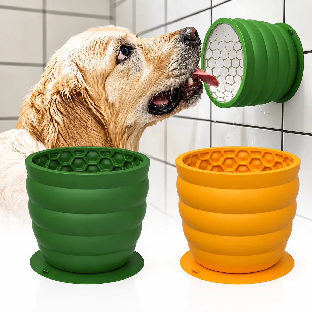 Silicone Slow Feeder Dog Bowl Cup Anti-Slip Distraction Design Promotes Healthy Digestion Dog Slow Food Bowl with Suction Cup