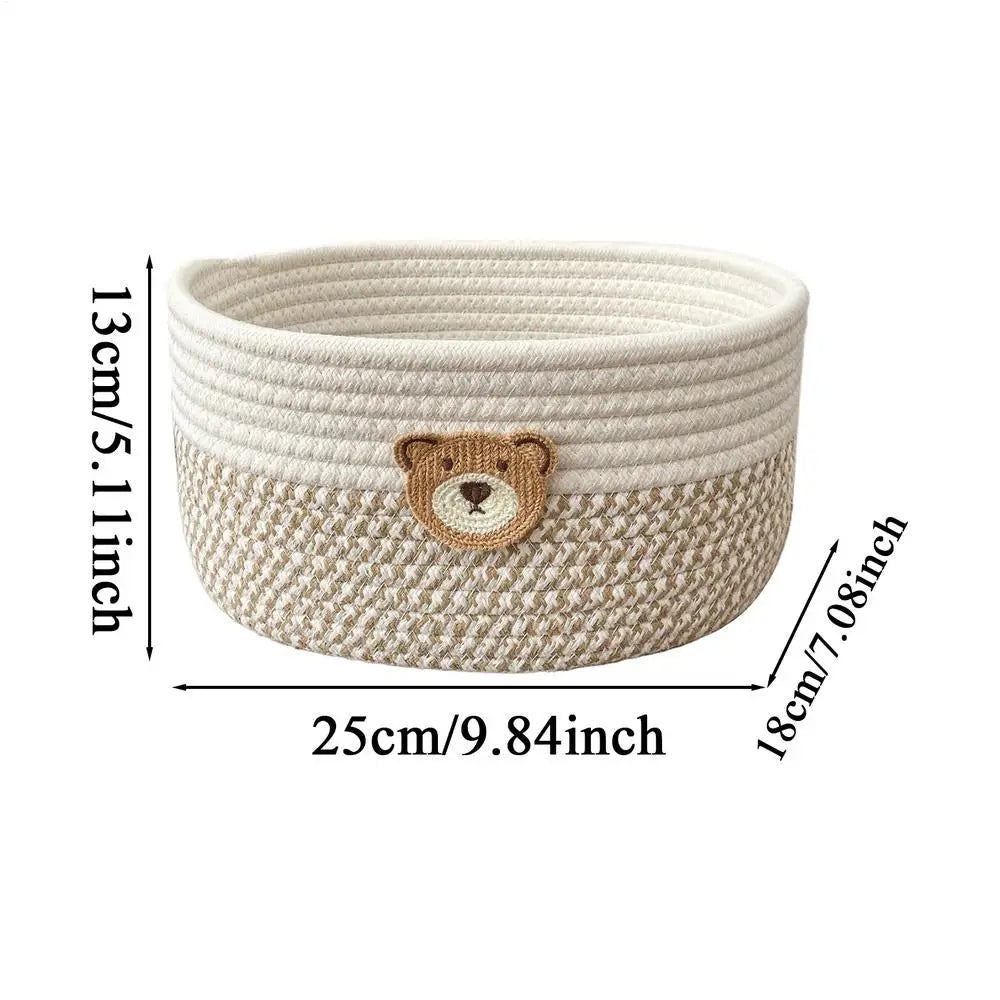 Storage Basket Cotton Rope Basket for Dog Toys Space-Saving Decorative Organizer Box for Bedroom Laundry Nursery Room Living