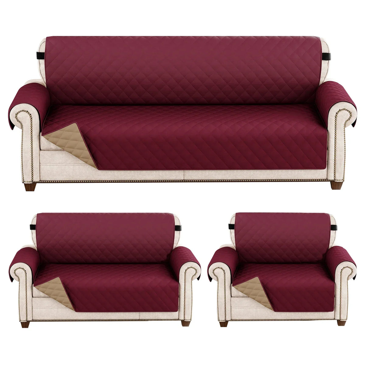 1pc Waterproof Sofa Cover Quilted Anti-wear Couch Cover for Dog Pet Kids Recliner Armchair Furniture 1/2/3/4 Seater Protect