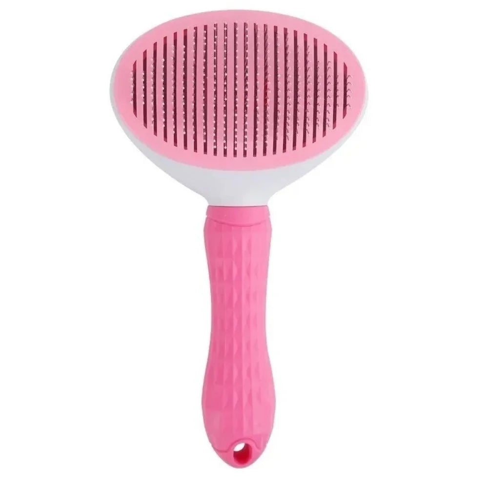 Pet Hair Removal Comb Automatic Shedding Brush Durable Stainless Steel Cat Grooming Tool For Removing Loose Pet Fur Daily Care