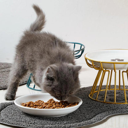 Ceramic Raised Pet Bowl Food Water Treats for Cats & Dogs Supplies Outdoor Feeding Drinking Accessories Doggie Cat Stand Bowl