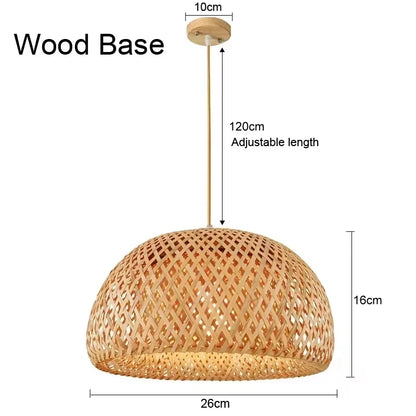 Bamboo Hand Weaving Pendant Lights 38cm Hanging LED Ceiling Lamp Chandelier Fixture Rattan Hand Craft Woven Home Bedroom Decor