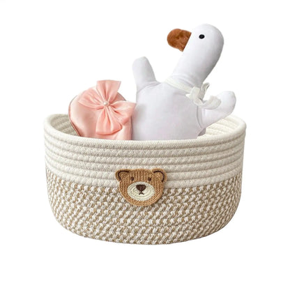 Storage Basket Cotton Rope Basket for Dog Toys Space-Saving Decorative Organizer Box for Bedroom Laundry Nursery Room Living