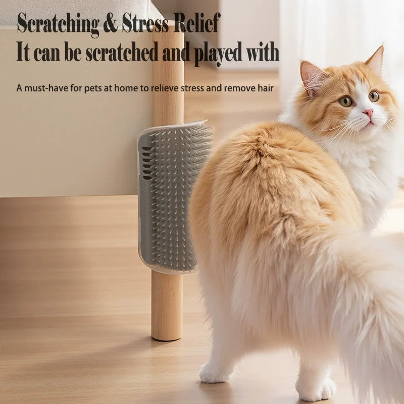 Cat Self Groomer Brush Wall Corner Scratcher Massage Toy For Short And Long Fur Cats Pet Grooming Cleaning Tool Pet Accessories