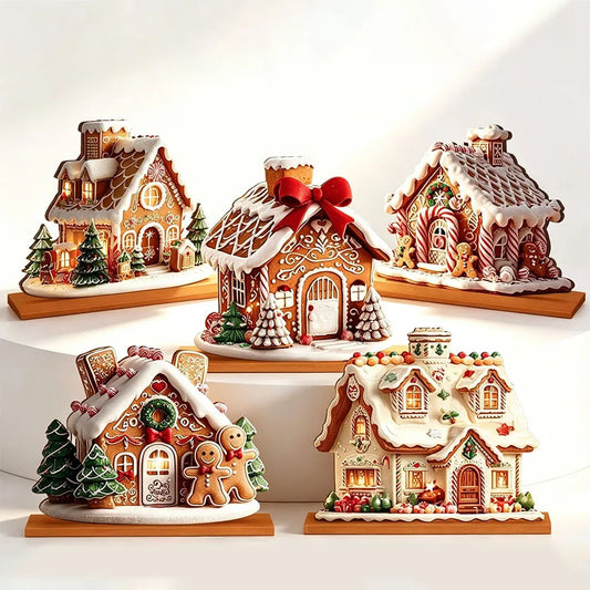 Wooden Christmas Gingerbread House Tabletop Decoration, Gingerbread Man Decorative Ornaments, Suitable for Holiday Settings, Window Displays, Party Decorations, Indoor Use, Fireplace, Wall Shelves, Home Decor, Windowsill, Tab