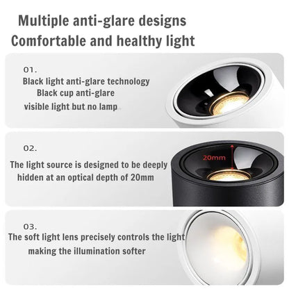 Surface-Mounted Downlights, Anti-Glare Ultra-Thin LED Spotlights, Living Room Ceiling Lights, Bedroom and Study 110V/220V 5W7W