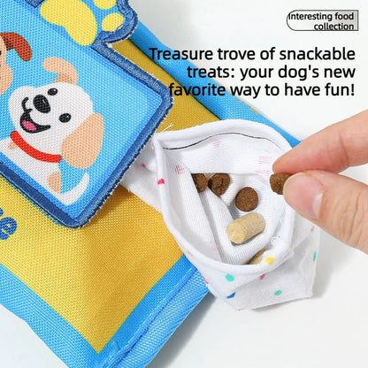 Durable Tearproof Pet Snuffle Tissue Box Toy Squeaky Food Hidden Puzzle Puppy Chew Toy Anxiety Relief Interactive Dog Training