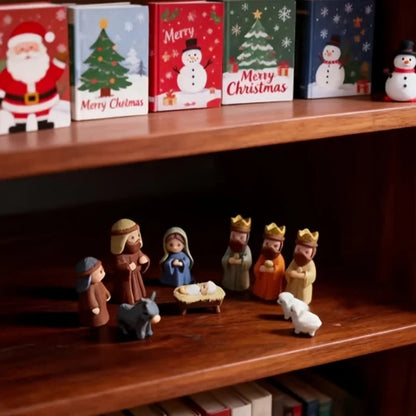 1 Set of Christmas Mini Nativity Scene 3D Printed Christmas Eve Exquisite Ornament Set Faith Ornament Set for Living Room, Study, Bedroom Decoration