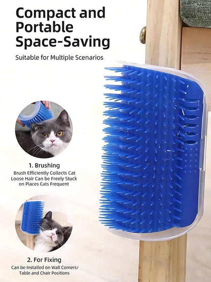 Cat Self Groomer Brush Wall Corner Scratcher Massage Toy For Short And Long Fur Cats Pet Grooming Cleaning Tool Pet Accessories