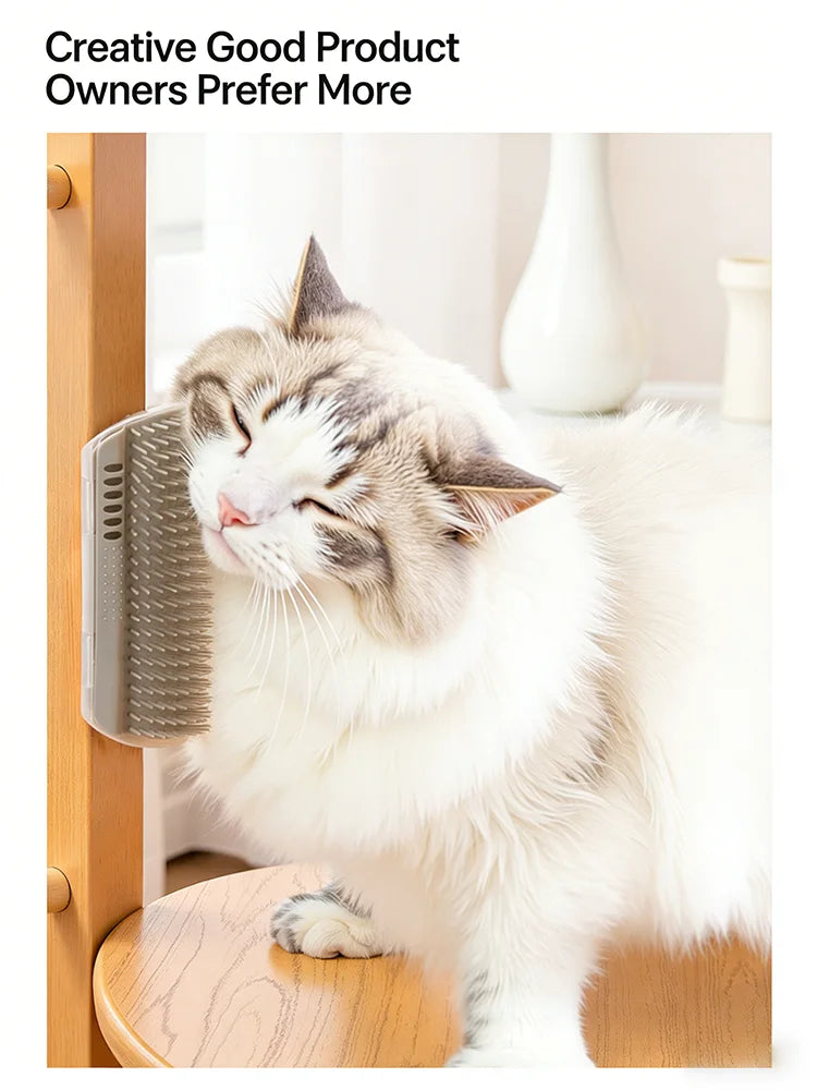 Cat Self Groomer Brush Wall Corner Scratcher Massage Toy For Short And Long Fur Cats Pet Grooming Cleaning Tool Pet Accessories
