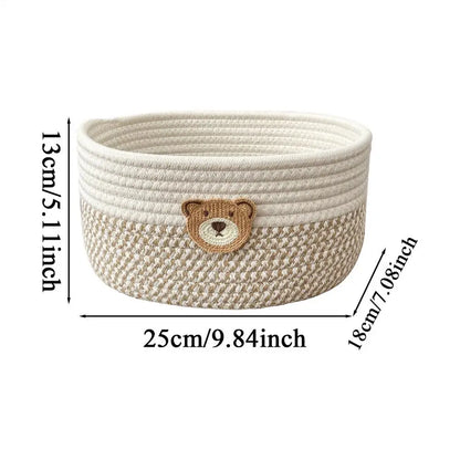 Storage Basket Cotton Rope Basket for Dog Toys Space-Saving Decorative Organizer Box for Bedroom Laundry Nursery Room Living