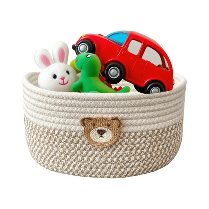 Storage Basket Cotton Rope Basket for Dog Toys Space-Saving Decorative Organizer Box for Bedroom Laundry Nursery Room Living