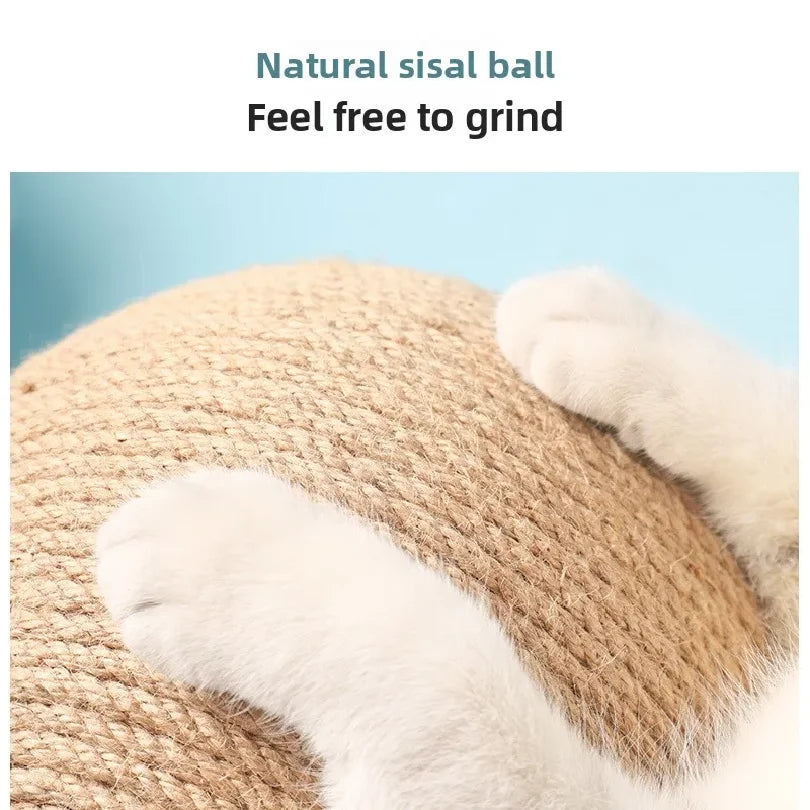 Cat Scratching Ball Wooden Rabbit Shape with Natural Jute Rope Durable Interactive Cat Toy for Kitten Pet Supplies