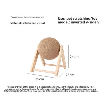 Cat Scratching Ball Wooden Rabbit Shape with Natural Jute Rope Durable Interactive Cat Toy for Kitten Pet Supplies