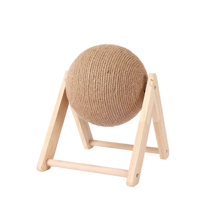 Cat Scratching Ball Wooden Rabbit Shape with Natural Jute Rope Durable Interactive Cat Toy for Kitten Pet Supplies