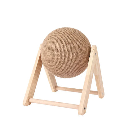 Cat Scratching Ball Wooden Rabbit Shape with Natural Jute Rope Durable Interactive Cat Toy for Kitten Pet Supplies
