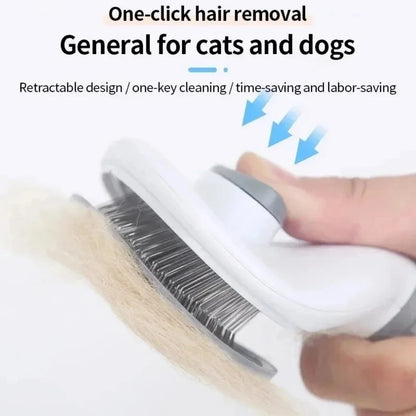 Pet Hair Removal Comb Automatic Shedding Brush Durable Stainless Steel Cat Grooming Tool For Removing Loose Pet Fur Daily Care