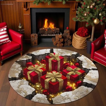 Gnome Christmas 3D Printed Round Mat Santa Claus Christmas Rug Decor Christmas Welcome Door Mat Winter Home Decor Christmas Gift