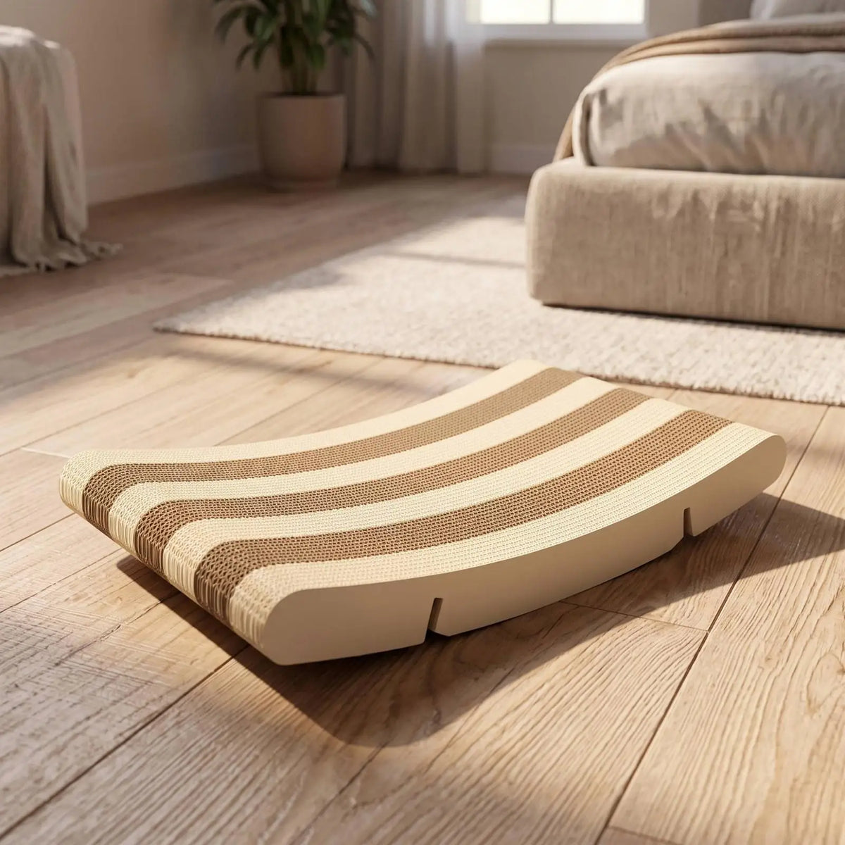Cat Scratching Lounge Curved Corrugated Cardboard Scratcher Scratch Board Rectangular Pet Supply Long-Lasting for Cats