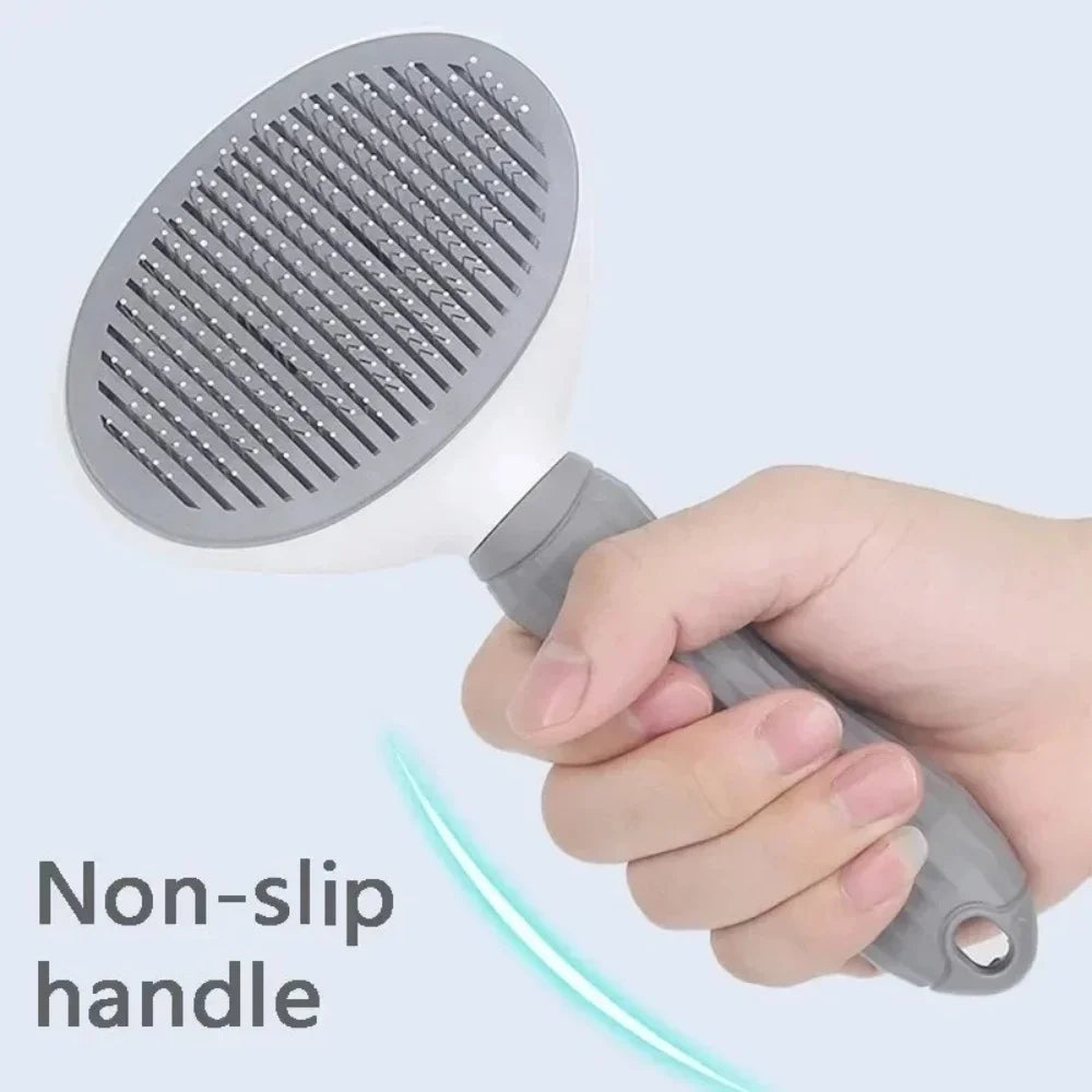 Pet Hair Removal Comb Automatic Shedding Brush Durable Stainless Steel Cat Grooming Tool For Removing Loose Pet Fur Daily Care
