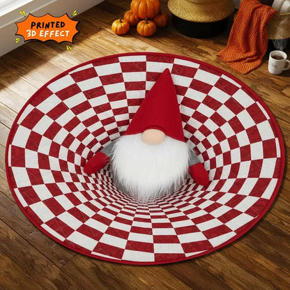 Gnome Christmas 3D Printed Round Mat Santa Claus Christmas Rug Decor Christmas Welcome Door Mat Winter Home Decor Christmas Gift