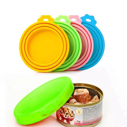 New 2PCS Reusable Pet Food Can Cover Silicone Dogs Cats Storage Tin Cap Lid Seal Cover with Spoon