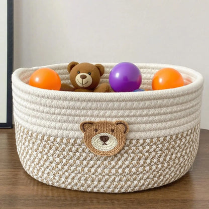 Storage Basket Cotton Rope Basket for Dog Toys Space-Saving Decorative Organizer Box for Bedroom Laundry Nursery Room Living