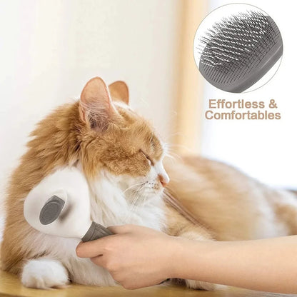 Pet Hair Removal Comb Automatic Shedding Brush Durable Stainless Steel Cat Grooming Tool For Removing Loose Pet Fur Daily Care