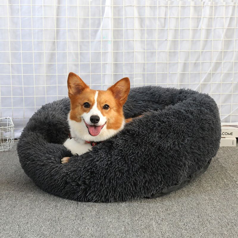 Pet Calming Ring Nest 80cm Across in Yellow Tie Dye - Washable Extra Fluffy Faux Fur Cushion Keeps Medium Cats & Spaniels Warm, Indoor Rest