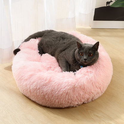 Giant 120cm Washable Furry Ring Lounger for Two Large Dogs, Tie-Dye Yellow Plush Pet Cushion, Extra Roomy Circular Nest, Halloween Home Comfort